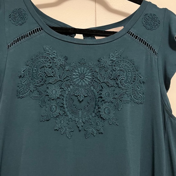 Loft Dress Sleeveless Ruffle Trim Aqua Casual Dress Size M - Picture 3 of 4